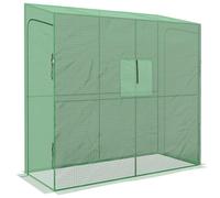 Outsunny Serre de Jardin PE, Serre de Balcon, bâche renforcée 135 g/m², châssis en Acier, 2 Portes zippées enroulables, pour légumes Plantes Fleurs, intérieur et extérieur, 200 x 80 x 200 cm, Vert