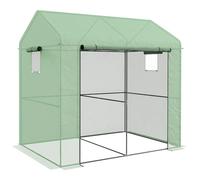 Outsunny Serre de Jardin PE, Serre de Balcon, bâche renforcée 135 g/m², châssis en Acier, Porte zippée Enroulable, pour légumes Plantes Fleurs, intérieur et extérieur, 200 x 140 x 200 cm, Vert