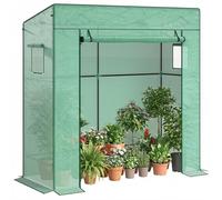 Outsunny Serre de Jardin PE, Serre de Balcon, bâche renforcée 140 g/m², châssis en Acier, Porte zippée Enroulable, 2 fenêtres, pour légumes Plantes Fleurs, intérieur et extérieur, 196x77x197cm, Vert