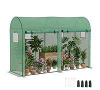 Outsunny Serre de jardin Petite serre de balcon bâche PE châssis acier 300 x 100 x 200 cm Vert