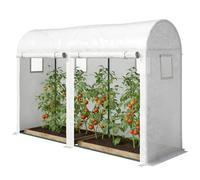 Outsunny Serre de Jardin, Petite Serre de Balcon en Bâche PE Châssis Acier, Portes et Fenêtres Roulantes 300 x 100 x 200 cm blanc