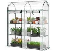 Outsunny Serre de Jardin, Petite Serre de Balcon étagères 3 niveaux en Bâche PVC et Châssis Acier, 143 x 46 x 165 cm, transparent