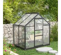 Outsunny Serre de jardin polycarbonate 190 x 132 x 201 cm résistant aux UV 30+ fondation renforcé gouttière gris