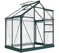 Outsunny Serre de jardin polycarbonate 190×132×201 cm - UV30+ - Fondation renforcée - Vert foncé
