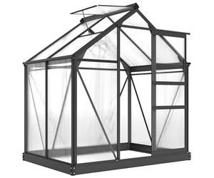 Outsunny Serre de Jardin Polycarbonate 2,51 m² Serre en Aluminium pour Le Jardin 190 x 132 x 201 cm résistant aux UV, avec Fondation renforcé, gouttière, Lucarne et Porte Coulissant, Gris