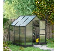 Outsunny Serre de jardin polycarbonate 3,65m² 190 x 192 x 201 cm résistant aux UV fondation renforcé gouttière Gris