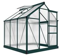 Outsunny Serre de jardin polycarbonate 3,65 m² 190×192×201 cm UV30+ fondation renforcée vert foncé