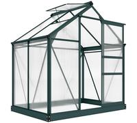 Outsunny Serre de jardin polycarbonate 190×132×201 cm - UV30+ - Fondation renforcée - Vert foncé