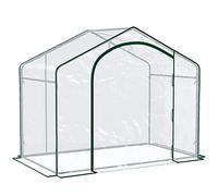 Outsunny Serre de Jardin PVC, Serre de Balcon, bâche renforcée, châssis en Acier, Porte zippée Enroulable, pour légumes Plantes, intérieur et extérieur, 180 x 100 x 168 cm, Transparent Vert