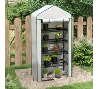 Outsunny Serre de jardin Serre 5 niveaux avec 1 porte enroulable, Bâche en PE Renforcée Résistante dim. 90L x 49l x 193H cm