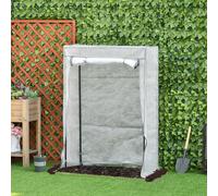 Outsunny Serre de jardin, serre de balcon, bâche renforcée PE, châssis en acier, porte zippée enroulable, 100 x 50 x 150 cm blanc