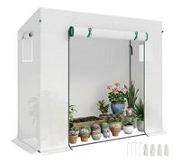 Outsunny – Serre de jardin PE 200×76×168 cm – bâche 140 g/m², châssis acier, porte zippée, blanc