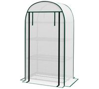 Outsunny Serre de jardin serre de balcon résistante aux UV porte enroulable 4 étagères couverture en PE 80 x 50 x 160 cm blanc