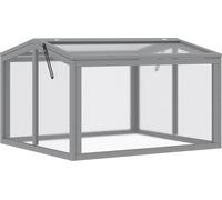 Outsunny Serre de jardin Serre de jardin avec couverture en bois et polycarbonate résistant aux intempéries Gris clair 90 x 80 x 58 cm