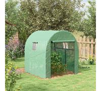 Outsunny Serre de jardin serre tunnel de jardin 3,24m² PE Haute densité 135 g/m², avec 2 portes zippées 180 x 180 x 200 cm, vert