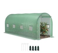 Outsunny Serre tunnel 10 m², châssis renforcé, porte zippée, 8 fenêtres, PE, 5x2x2,05 m, vert