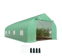Outsunny Serre de Jardin Tunnel 18 m² 6 x 3 x 2 m Acier Galvanisé Renforcé Dia. 1,8 cm PE Haute Densité 140 g/m² 8 Fenêtres Vert