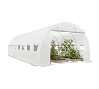 Outsunny Serre de Jardin Tunnel 24m² 8L x 3l x 2H m - 16 fenêtres, Porte zippée Enroulable - châssis Tubulaire Acier galvanisé, bâche PE Haute densité Blanc