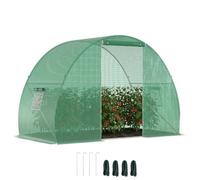 Outsunny Serre de Jardin Tunnel 4,5 m² 3 x 1,5 x 2 m Acier Galvanisé Vert | Serre d'Hivernage, Châssis Tubulaire Renforcé 2,5 cm, 2 Fenêtres, 1 Porte