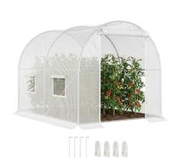 Outsunny Serre de Jardin Tunnel 6 m² 3L x 2l x 1,9H m Porte Blanc | Acier Galvanisé Renforcé Ø 2,4 cm， Fenêtres, PE Haute Densité