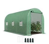 Outsunny Serre de jardin tunnel 8 m² 4x2x1,9 m Acier galvanisé PE haute densité fenêtres porte Vert