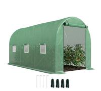 Outsunny Serre de Jardin Tunnel 8 m² 4L x 2l x 1,9H m Porte Vert | Acier Galvanisé Renforcé Ø 2,4 cm， Fenêtres, PE Haute Densité
