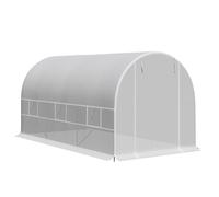 Outsunny Serre de jardin tunnel 8m², serre tunnel de jardin cadre en métal, 1 porte et 6 fenêtres, bâche PE, 400x200x200cm, blanc
