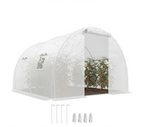 Outsunny Serre de Jardin Tunnel 9 m² 3L x 3l x 2H m - 4 fenêtres, Porte zippée Enroulable - châssis Tubulaire Acier galvanisé, bâche PE Haute densité Blanc