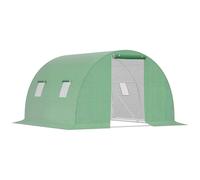 Outsunny Serre de Jardin Tunnel 9 m² dim. 3L x 3l x 2H m - 4 fenêtres, Porte zippée Enroulable - châssis Tubulaire Acier galvanisé, bâche PE Haute densité Vert