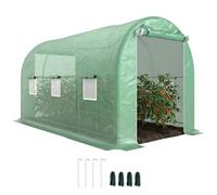 Outsunny Serre de jardin tunnel 8 m² (4x2x2,05 m) châssis tubulaire renforcé Vert