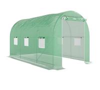 Outsunny Serre de Jardin Tunnel Serre à tomates Surface Sol 8 m² 4L x 2l x 2,05H m châssis Tubulaire renforcé Double Porte zippée 6 fenêtres enroulables Vert
