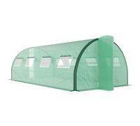 Serre de jardin tunnel - Outsunny - 18 m² - 8 fenêtres et 2 portes articulées - toile PE structure en fer galvanisé - vert