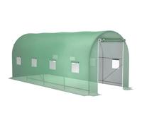 Outsunny Serre de Jardin Tunnel Surface Sol 10 m² 5L x 2l x 2,05H m châssis Tubulaire renforcé Porte zippée 8 fenêtres enroulables Vert