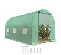 Outsunny Serre de jardin tunnel 4,5×2×2 m châssis acier galvanisé 1,8 cm 6 fenêtres 1 porte Vert