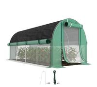 Outsunny Serre d'extérieur 4,5 x 2 x 2 m avec parois latérales enroulables, couverture supplémentaire, 8 fenêtres en maille et 2 portes enroulables, serre pour jardin, terrasse