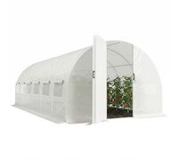 Outsunny Serre d'extérieur 6 x 3 x 2 m, Serre Tunnel avec Porte à charnières, fenêtres en Filet, Couverture PE 140 g/m² et Cadre en Acier galvanisé, Anti-UV, imperméable, pour Cultures, Blanche