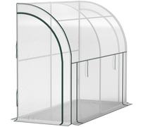 Outsunny Serre d'hivernage murale serre adossée barrière anti-herbe portes et panneau frontal enroulables 200 x 80 x 157 cm blanc