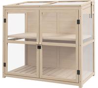 Outsunny Serre en bois à 2 étages, avec double porte, fenêtre de toit, abri contre le vent, pour jardin, balcon, naturel, 103 x 61 x 103 cm