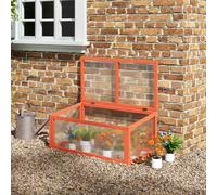 Outsunny Serre en Bois et Polycarbonate 90 x 46 x 40 cm Serre avec couverture étanche pour plantes de jardin Lit de plantation Orange