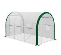 Outsunny Serre en film plastique 3,58 x 2,1 x 2,1 m Serre tunnel avec porte roulante Serre pour plantes avec fenêtre, maison pour tomates pour jardin, balcon, acier galvanisé, blanc