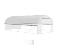 Outsunny Serre en film plastique 6 x 3 x 2 m avec 8 fenêtres & porte, parois latérales enroulables