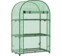 Outsunny Serre en film plastique Balcon avec 3 étagères Mini-serre 80x49x120 cm