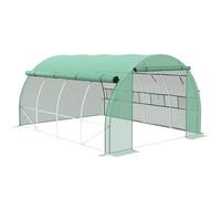Outsunny Serre en Film Plastique Polytunnel 4 x 3 x 2 m Serre praticable avec couvertures enroulables Tunnel en Film Plastique Serre Protection UV Tube Acier Vert