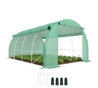Outsunny Serre en film polytunnel - 4 x 3 x 2 m - Serre accessible avec couvercles enroulables - Protection UV - Tube en acier - Vert