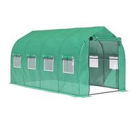 Outsunny Serre Extérieure 4x2x2 m Tunnel avec 8 Fenêtres Grillagées et Porte Roulante pour Patio Jardin Vert