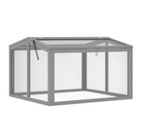 Outsunny Serre Froide avec Couverture 90x80x58cm Gris Clair | Serre, châssis froid, plate-bande, en bois et polycarbonate, résistant aux intempéries