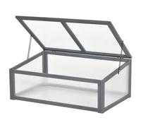 Outsunny Serre Froide en Bois pour Plantes 100 x 65 x 40cm Gris | Petite serre en polycarbonate, couvercle supérieur ouvrant et inclinable