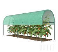 Outsunny Serre hivernale ancrage Toit arqué 400x120x170cm Vert | Serre en feuille, cadre en acier robuste, serre ouverte pour plantation, maison à tomates pour tomates, légumes, plantes.