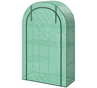 Outsunny Serre Murale à 4 Niveaux avec Porte à Fermeture Éclair, en Acier et PE, 100x45x160 cm, Vert