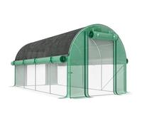 Outsunny Serre Plastique Tunnel d'extérieur avec parois latérales enroulables 8 fenêtres en maille et 2 portes enroulables Vert 4,5 x 2 x 2 m